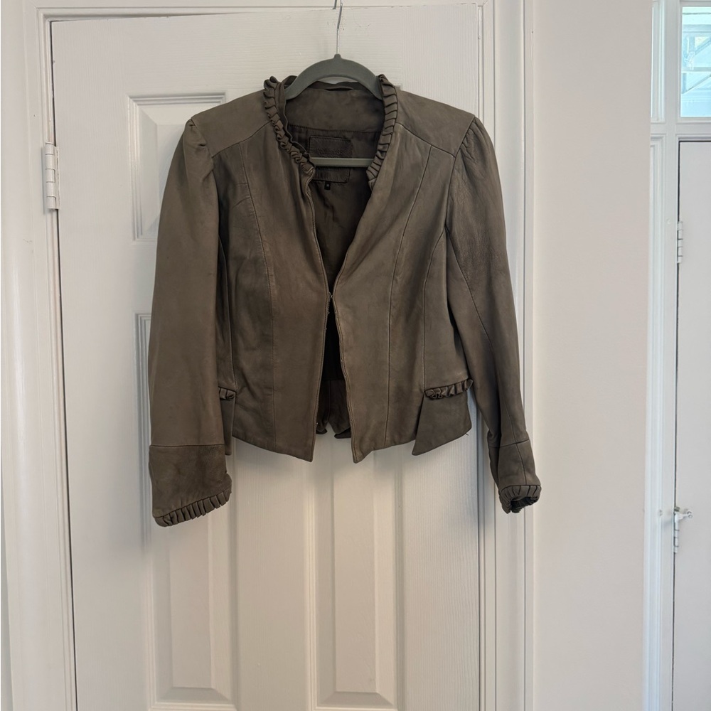 Women's Gray Leather Jacket
